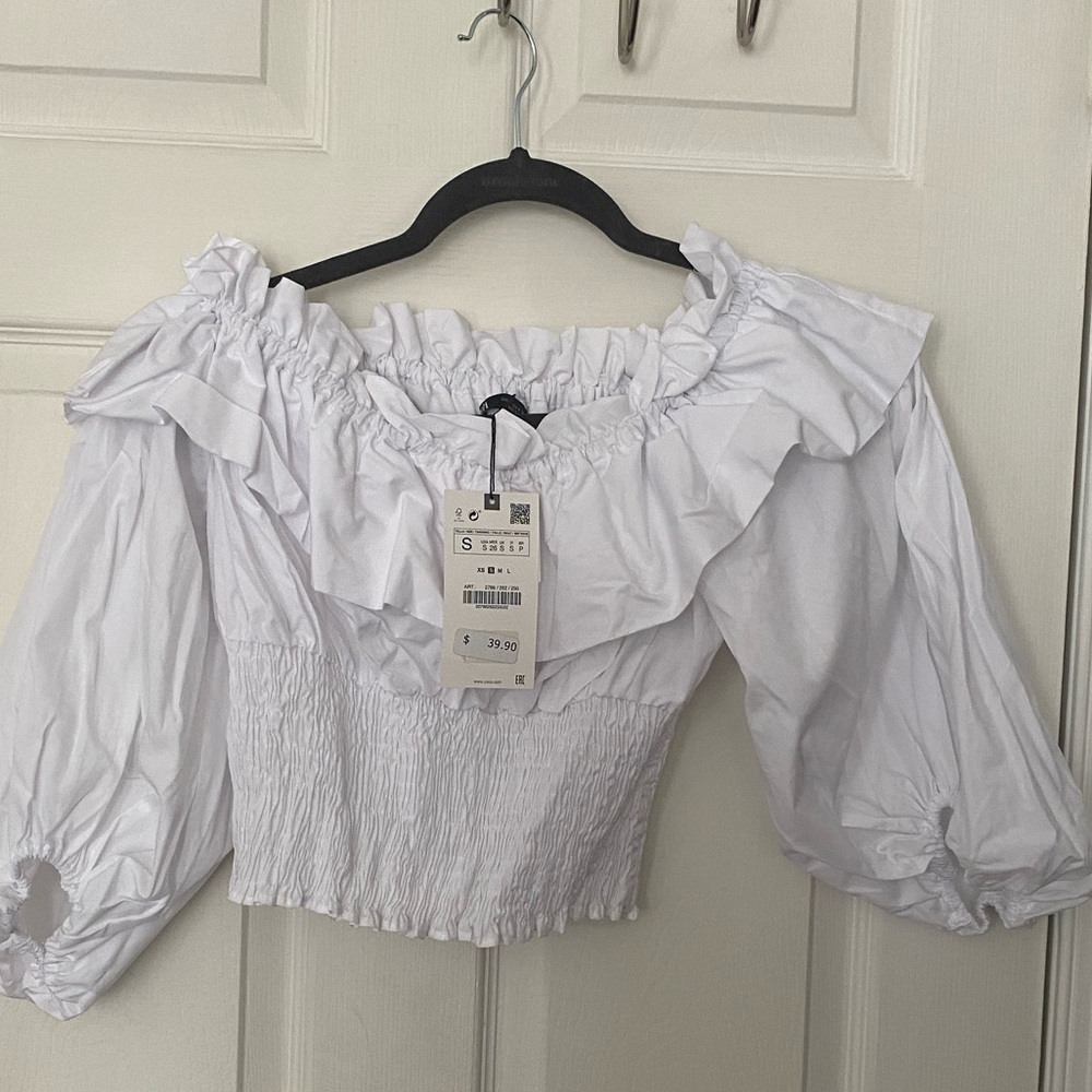 Zara white cropped top